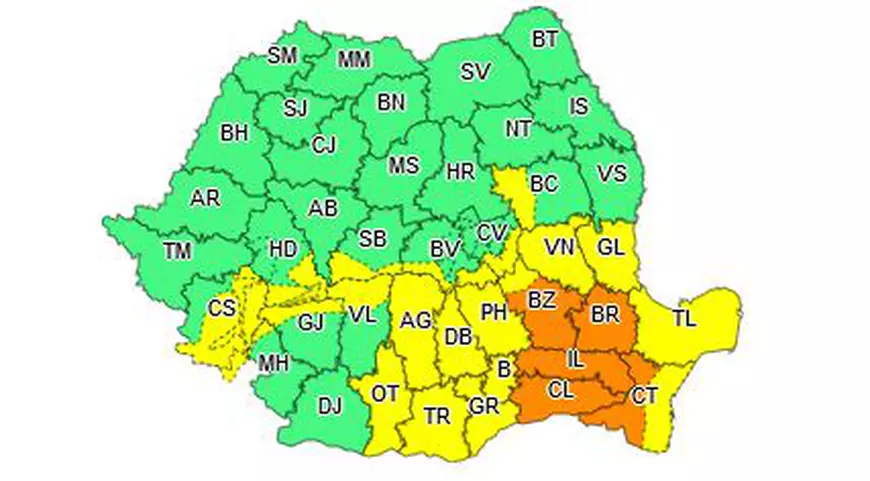 ANM a restrâns zonele afectate de cod portocaliu și galben de furtună. Care sunt județele avertizate acum