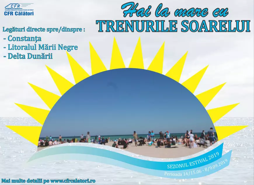 Rutele și tarifele pentru „Trenurile Soarelui”, în 2019. Care sunt legăturile cu Marea Neagră și Delta Dunării