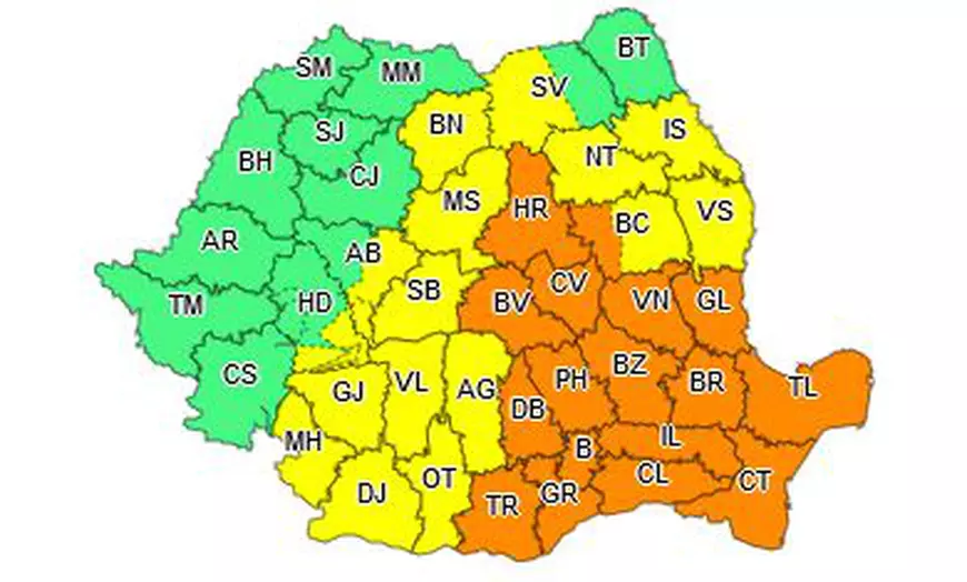 Cod portocaliu de furtună în Capitală și 17 județe. În alte zone e cod galben de vijelii