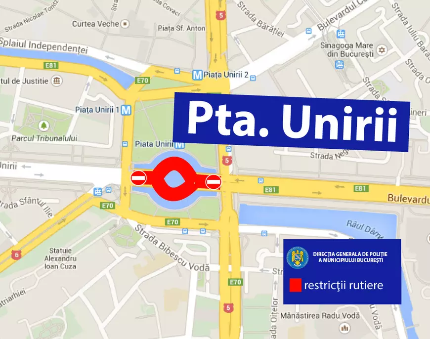 Restricții de circulație în Pasajul Unirii, joi noapte. Care sunt rutele ocolitoare