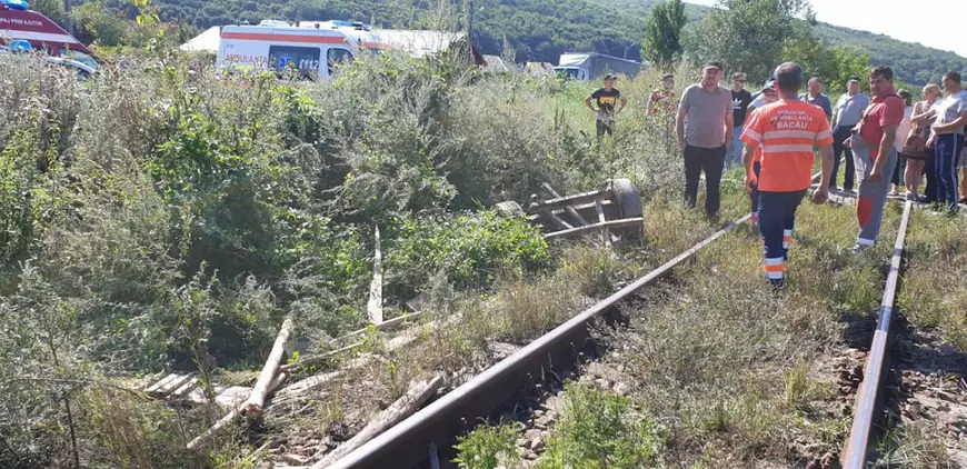Căruță lovită de tren în județul Bacău. Doi oameni au murit