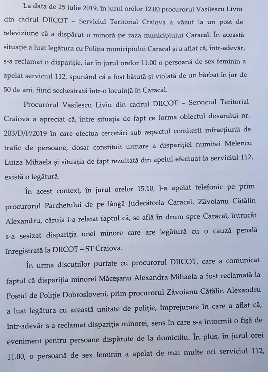 Procurorul din Caracal a deschis dosar după ce a văzut la TV că Alexandra e dată dispărută! Documentul făcut public de Alexandru Cumpănașu