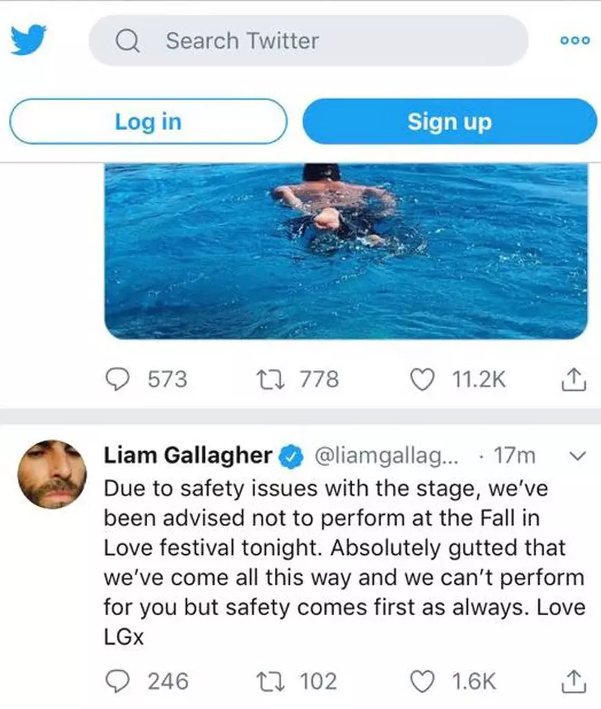 Liam Gallagher, fostul lider al trupei Oasis, și-a anulat concertul de la Mogoșoaia din cauza unor probleme cu scena