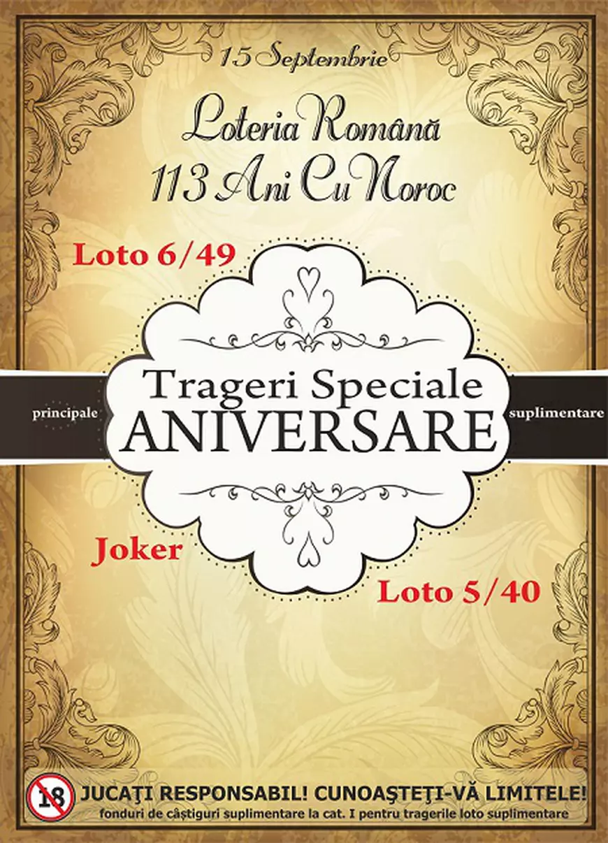 Loteria Română sărbătorește 113 ani de la înființare, cu Tragerile Speciale Loto Aniversare din 15 septembrie