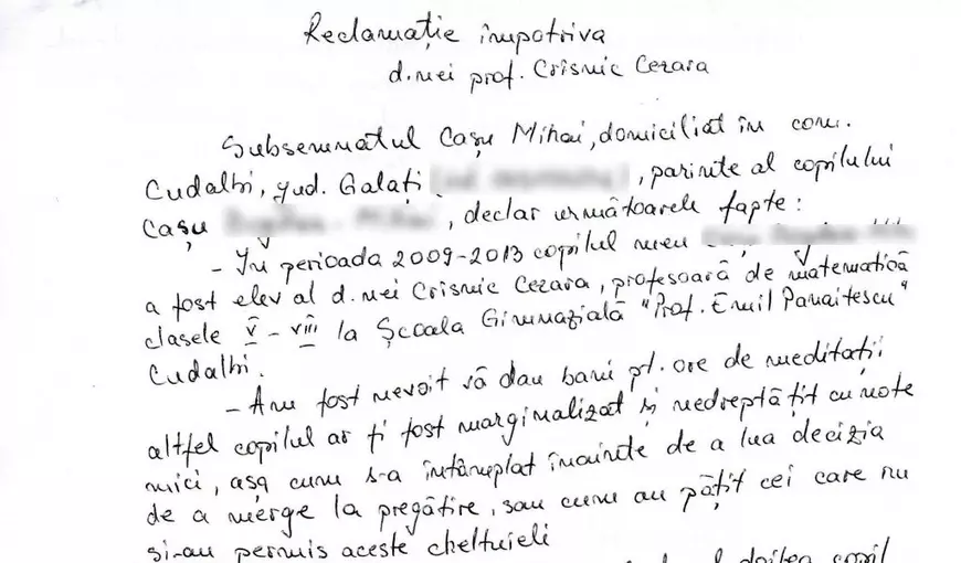 Documente | Conducerea școlii dintr-un sat din Galați e acuzată că face bani pe spatele copiilor săraci. Refuzi să dai bani pe meditații, ești amenințat cu repetenția!