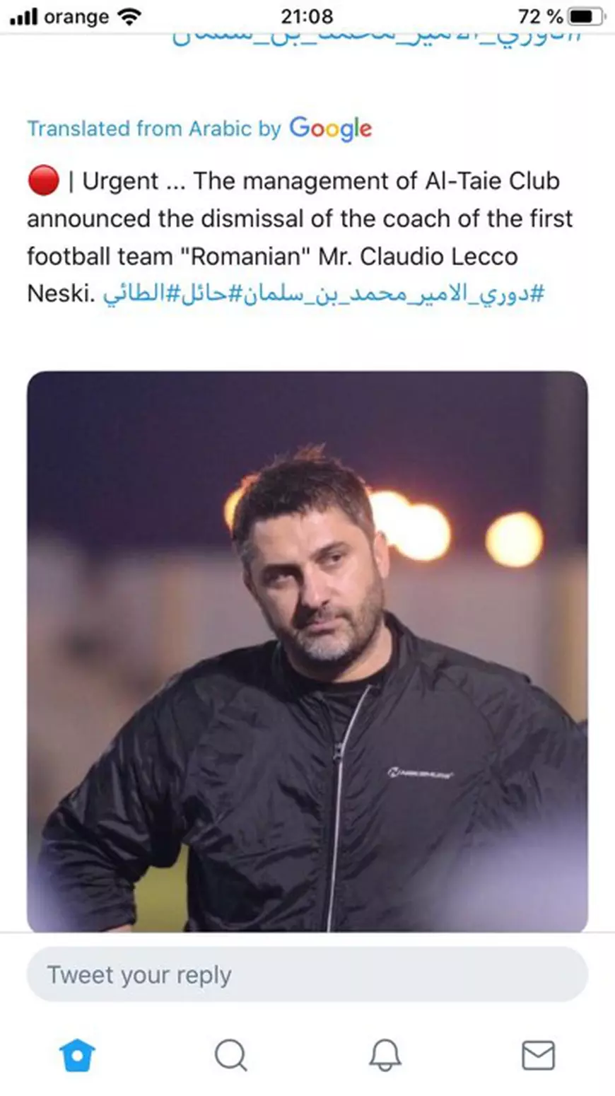 Antrenorul Claudiu Niculescu, demis de saudiții de la Al Tai