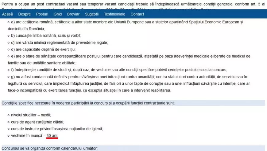 30 de ani de vechime, condiție de angajare ca femeie de serviciu la Liceul de Arte din Alba Iulia. Cerințele care trebuie îndeplinite de candidați