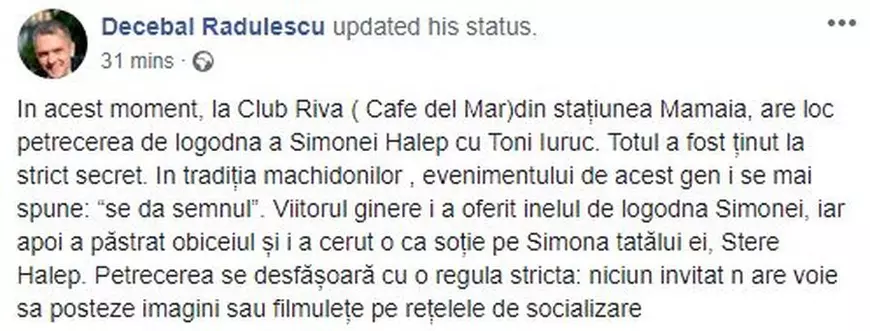 Simona Halep a fost cerută în căsătorie! Petrecerea a avut loc sâmbătă seară, la Mamaia