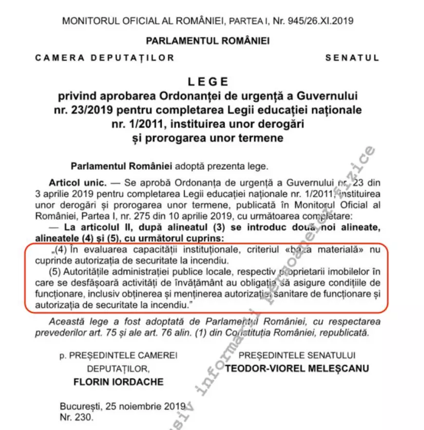 Școlile nu mai sunt obligate să obțină autorizația ISU de incendiu