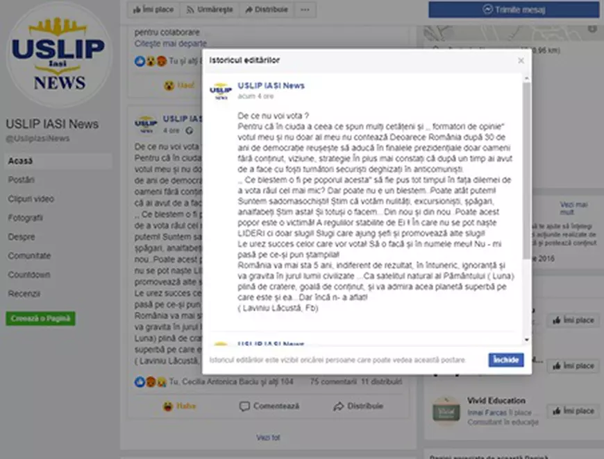 Un lider sindical din învățământ anunță boicotarea votului în turul doi al prezidențialelor. Cum explică ștergerea mesajului