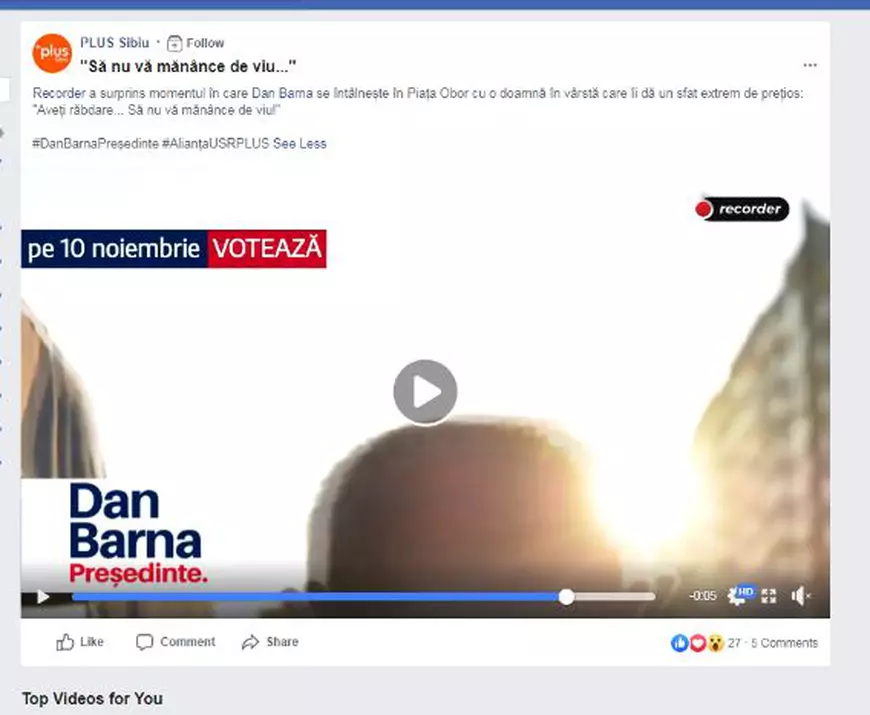 USR-PLUS s-a folosit de brandul Recorder pentru campania electorală a lui Dan Barna, jurnaliștii au reacționat!