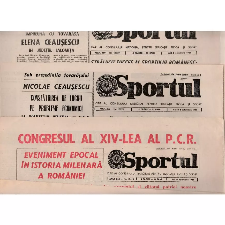 Ce scria ziarul Sportul în ultimul număr din decembrie 1989, înainte de fuga lui Nicolae Ceaușescu