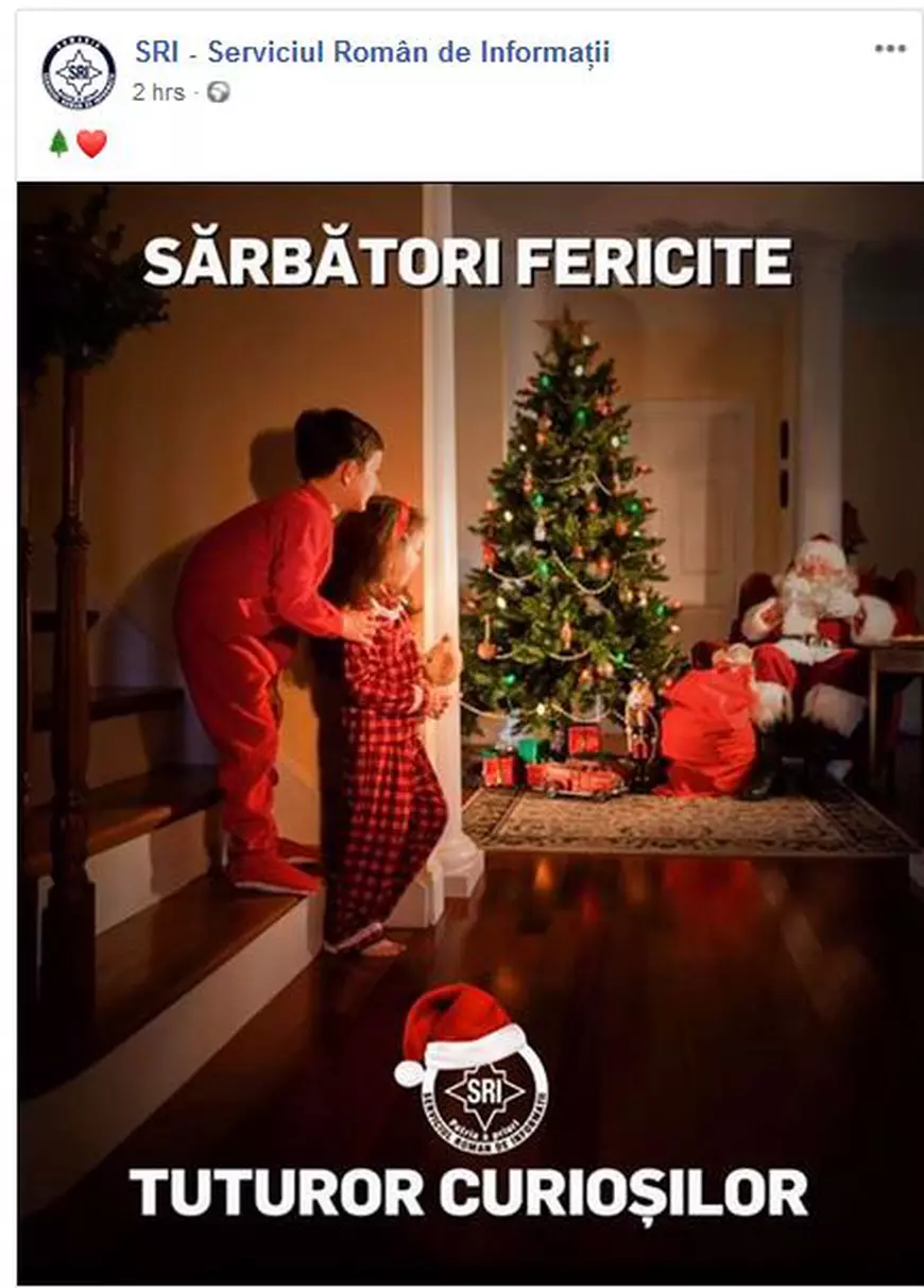 Mesajul haios transmis de SRI cu ocazia Sărbătorii Crăciunului