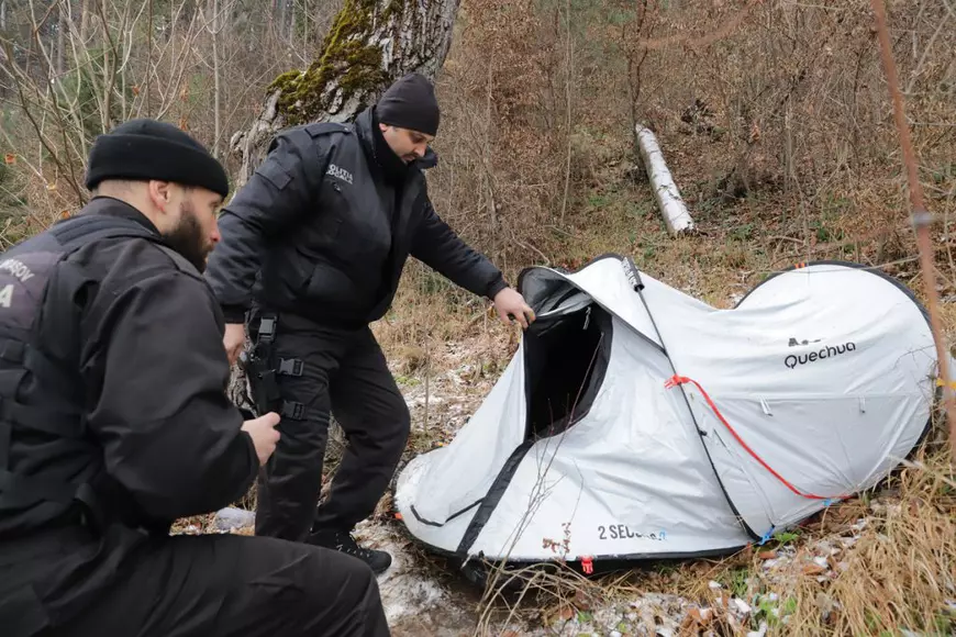 De trei luni, o fată stă în cort la marginea pădurii, în Șcheii Brașovului, într-o zonă unde coboară frecvent urși și mistreți