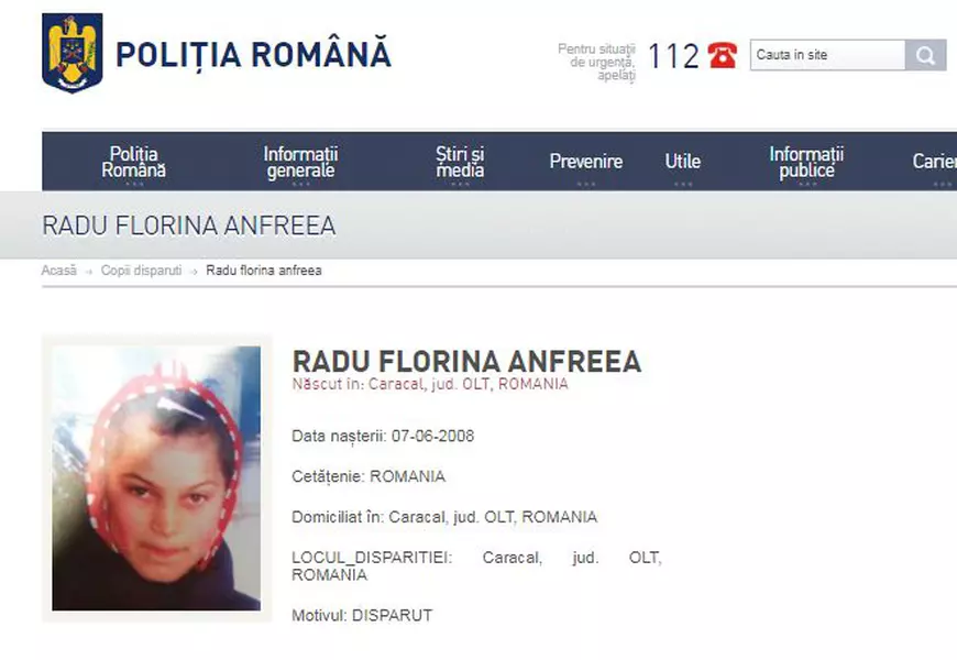 UPDATE | Fată de 11 ani, dată dispărută în Caracal, a fost găsită