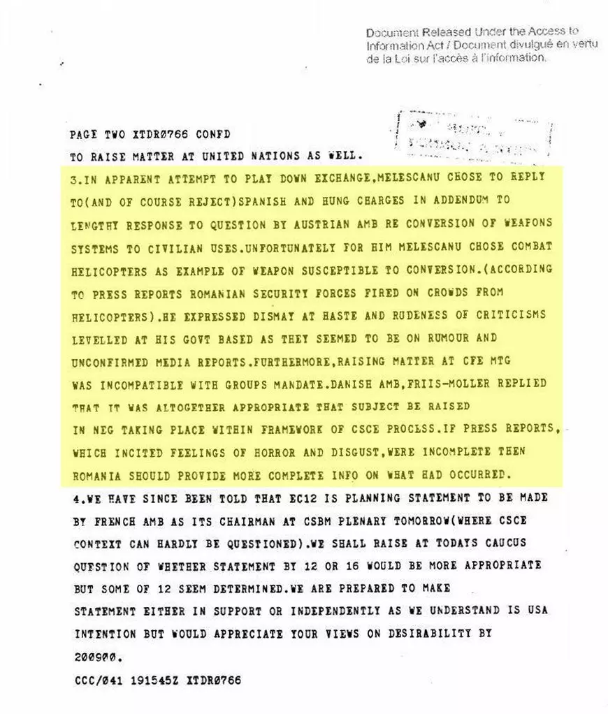 Documentele MAE român arată că Meleșcanu a mințit și în 1989, și acum. În fața diplomaților străini, el numea crimele de la Timișoara ”zvonuri colportate în scopuri dușmănoase”