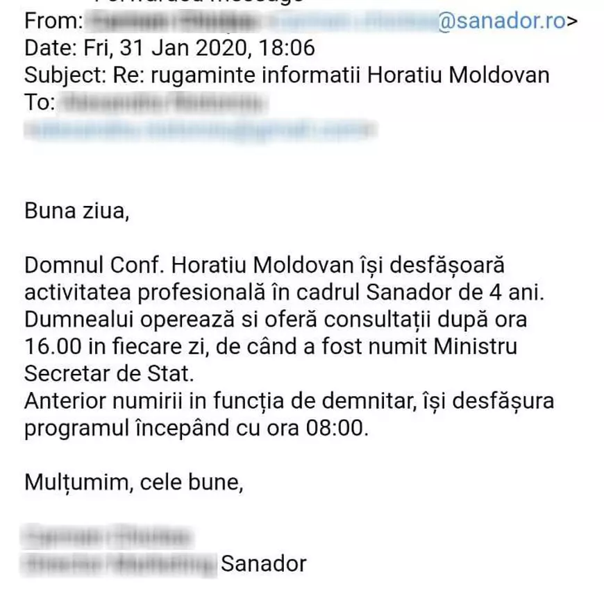 răspuns Sanador