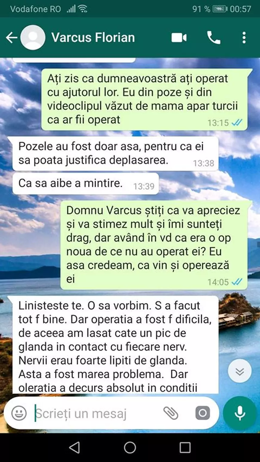 Conversaţie între pacientă şi medicul Florian Vărcuş, la mai multe luni după operaţie 
