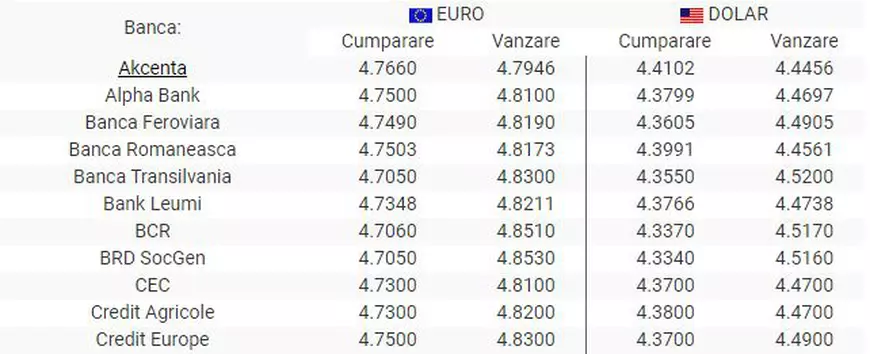 Curs valutar 19 februarie 2020. Euro scade, dolarul atinge un nou maxim istoric