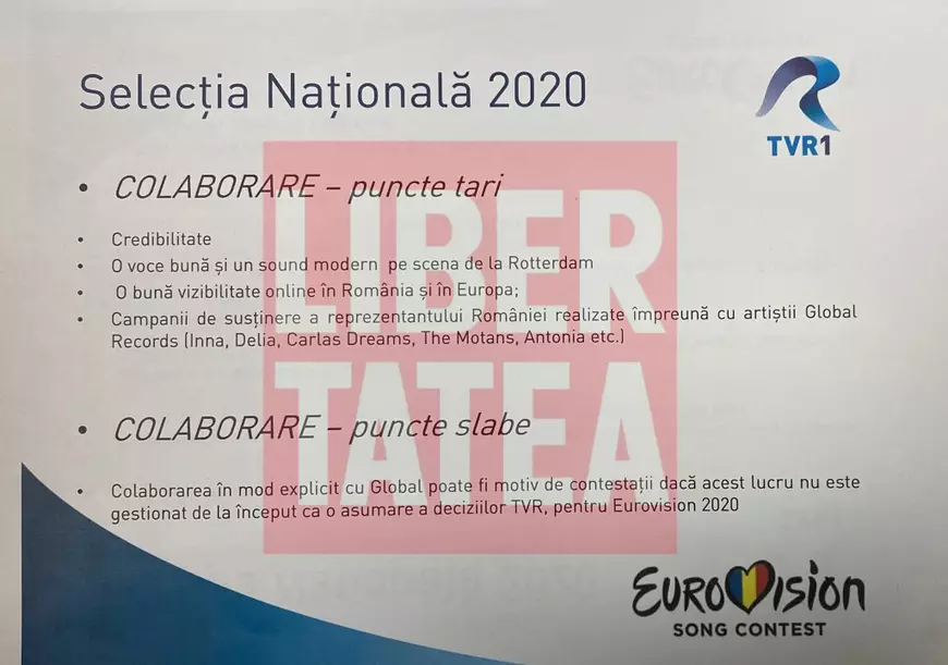 TVR, reacție după dezvăluirile Libertatea despre Eurovision. Doina Gradea neagă că a fost avertizată că poate fi o colaborare „cu probleme” cu Global, documentele o contrazic