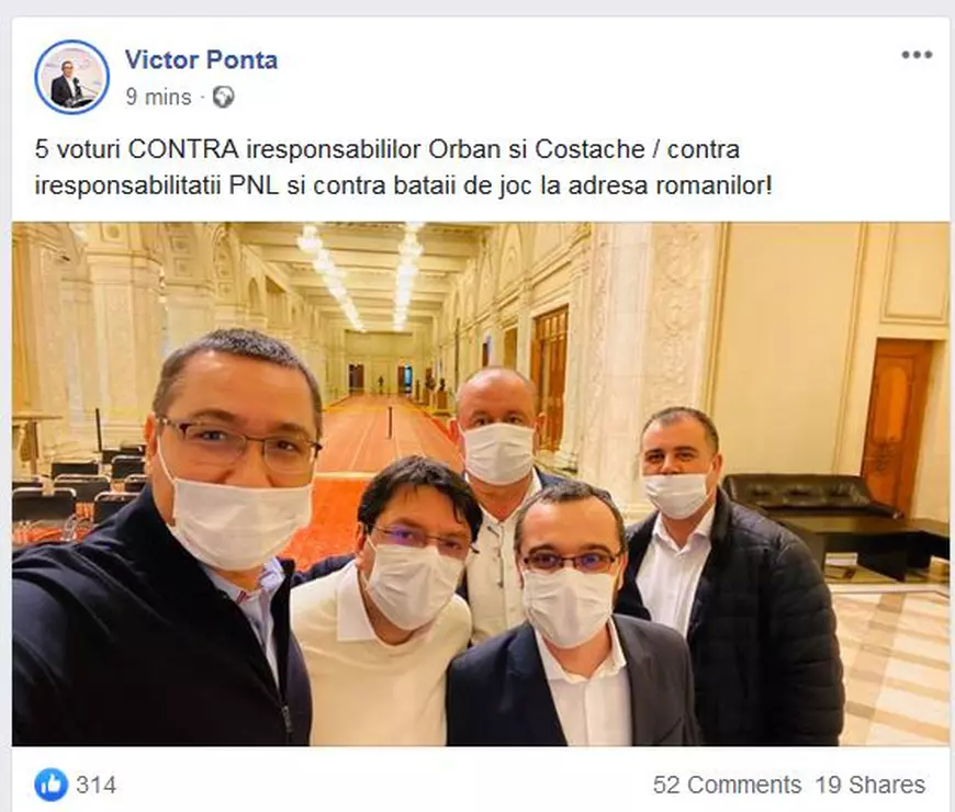 Guvernul Ludovic Orban a fost învestit, cu voturile PSD. Doar 42 de liberali şi-au votat propriul Executiv