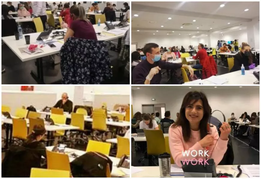 Imaginile din call center-ul de pe Arena Națională: zeci de medici rezidenți, puși să muncească unul lângă altul