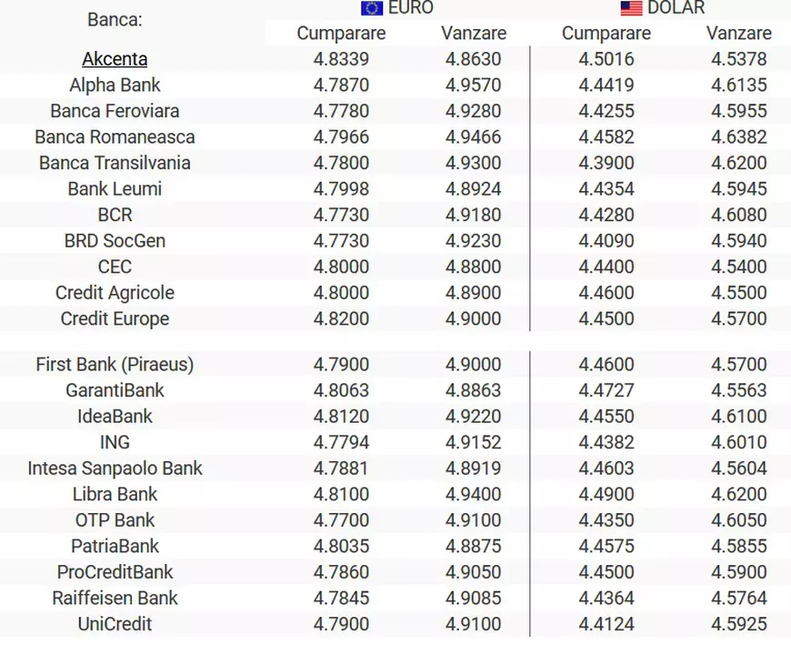 Curs valutar 20 martie 2020: Dolarul atinge un maxim istoric în raport cu leul