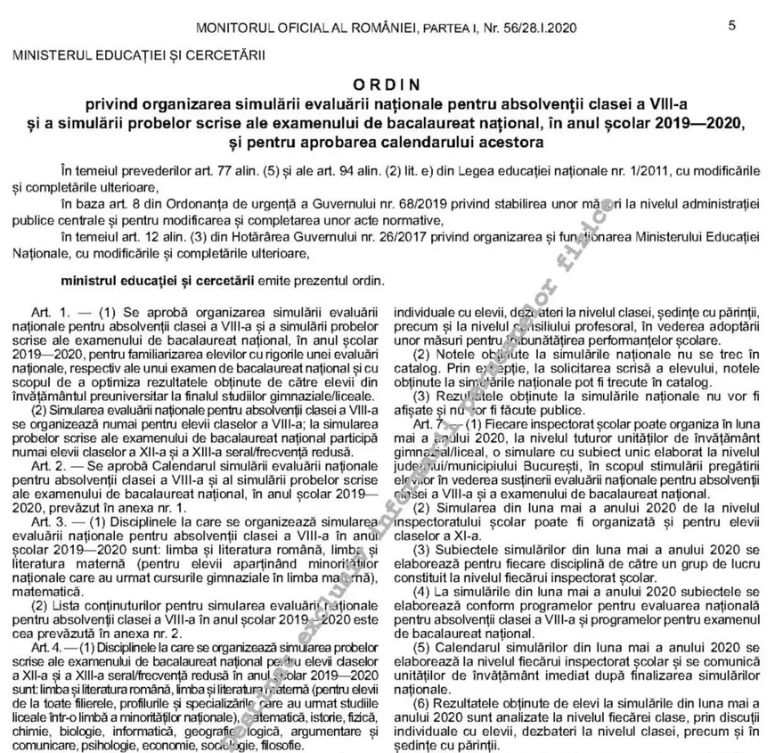 Calendar simulare Evaluare Națională 2020. Testările la clasa a 8-a au fost amânate
