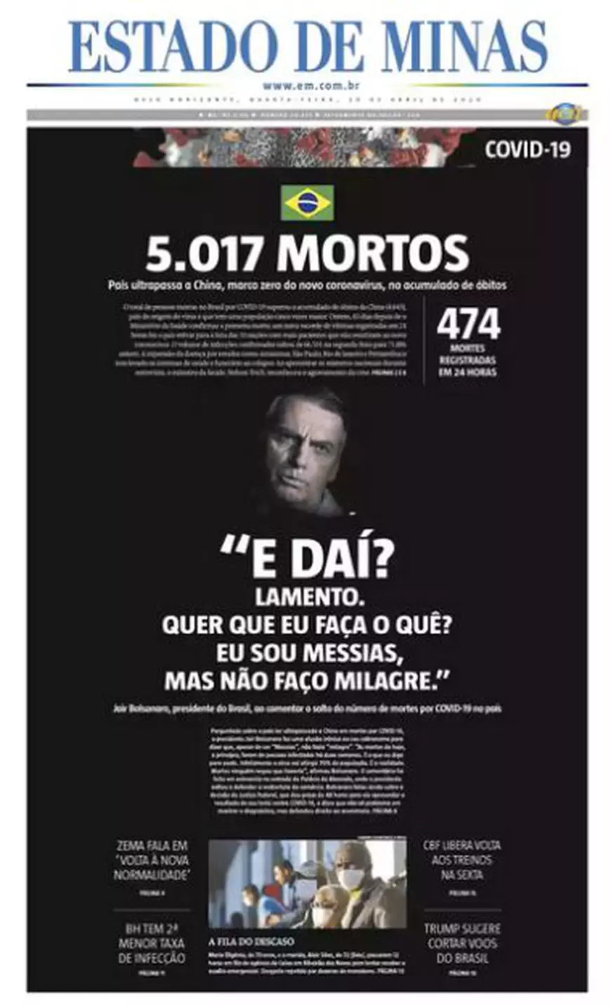 Gropile comune și miile de decese provocate de COVID-19 sperie Brazilia, dar nu îl preocupă pe președintele Bolsonaro: “Și ce dacă?”