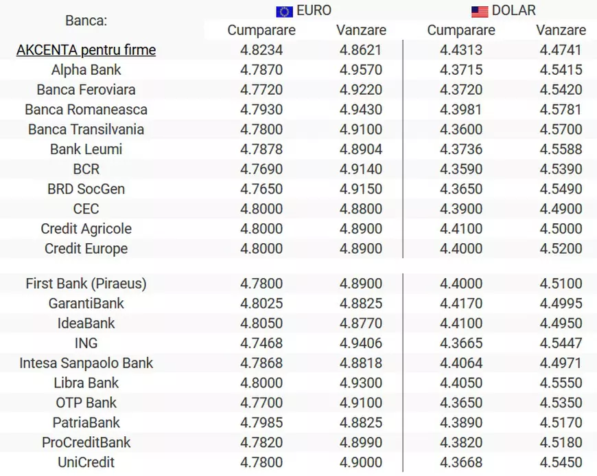 Curs valutar, 30 aprilie. Moneda europeană înregistrează o uşoară scădere