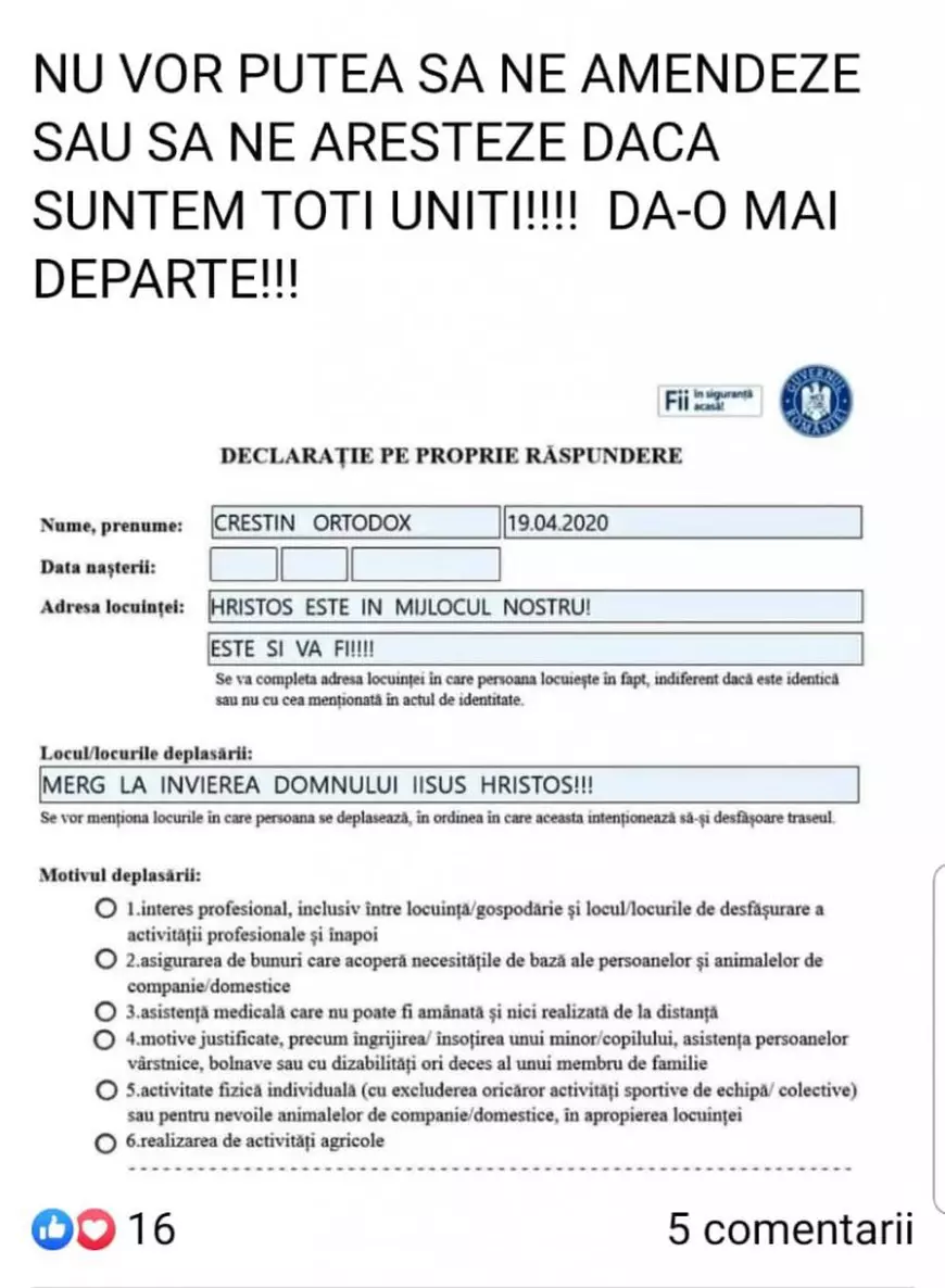 Ce au decis polițiștii în cazul unui român care a îndemnat oamenii pe Facebook să meargă la biserică în noaptea de Înviere