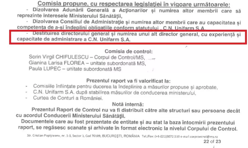 Document | Cine are pe mână un sfert de miliard de euro pentru COVID-19: șeful Unifarm a fost prins cu 18 nereguli de către Corpul de Control și după Colectiv
