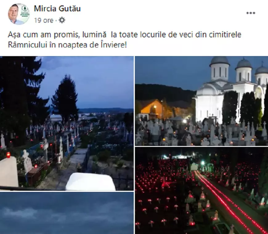 18.000 de candele au fost aprinse în cimitirele din Râmnicu Vâlcea, din ordinul primarului. Poliția anchetează cazul