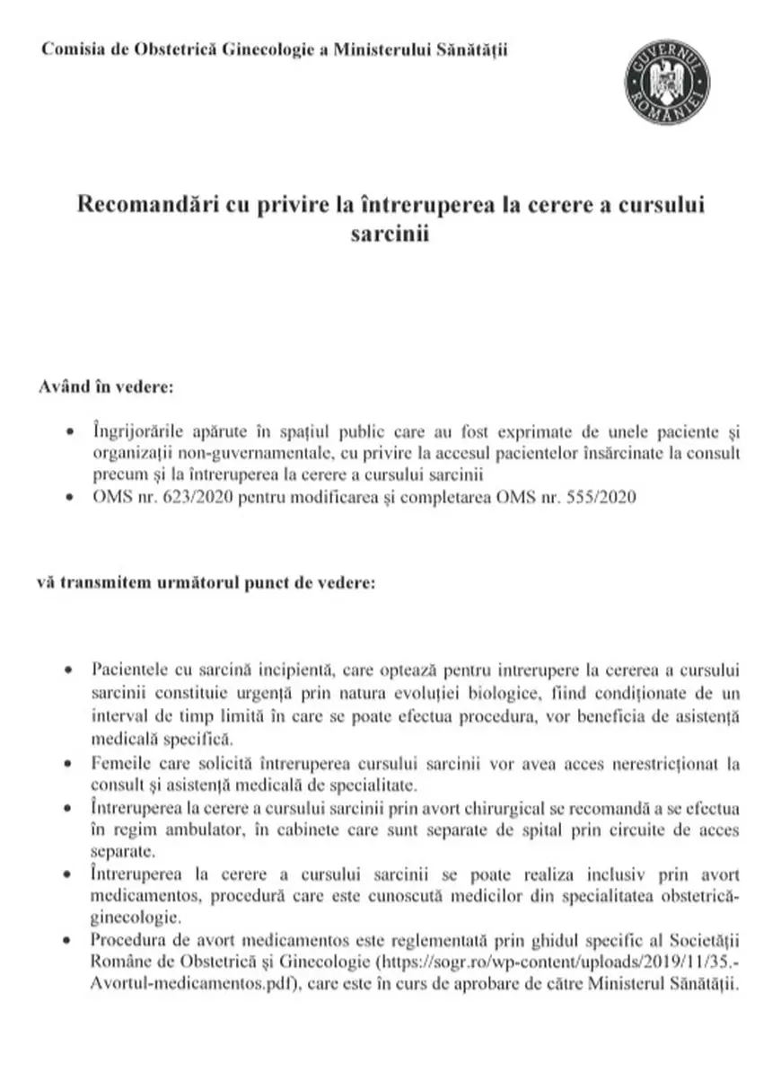 Ministerul Sănătății le cere DSP-urilor să respecte și în timpul pandemiei drepturile femeilor gravide și ale celor care doresc un avort la cerere﻿