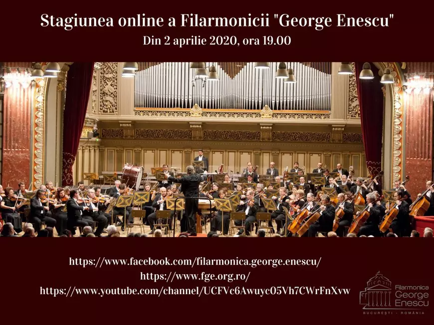 Filarmonica ”George Enescu” debutează din 2 aprilie cu stagiunea online. Programul concertelor