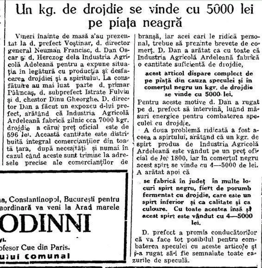 În criza COVID-19, oamenii nu găsesc drojdie și spirt. Acum fix 75 de ani, un ziar din Arad scria despre o criză de drojdie și spirt