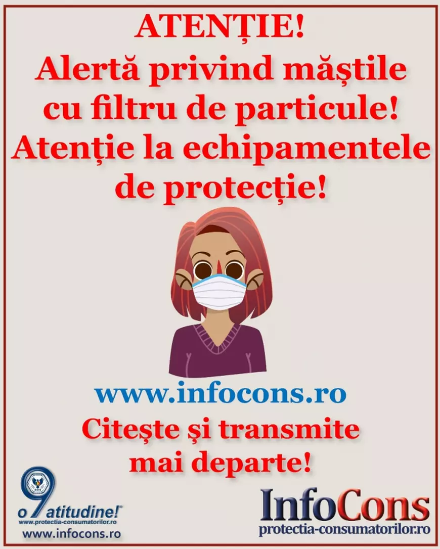 O nouă alertă InfoCons despre măștile periculoase. Alte șapte modele au fost depistate pe piață. Nu cumpărați aceste produse