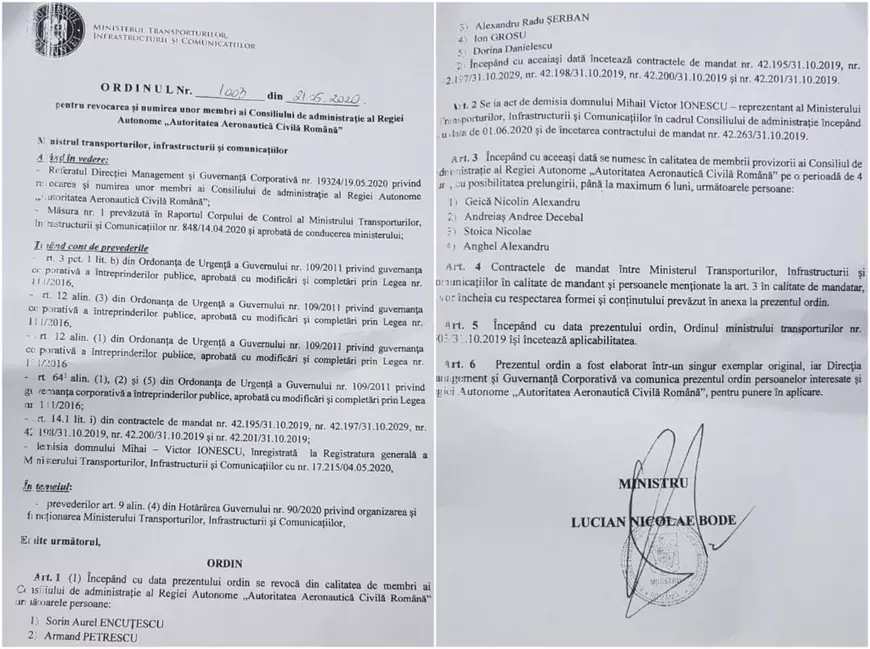 Conducerea Autorităţii Aeronautice, demisă de ministrul Bode. S-au fraudat examenele de piloți, iar șefii au făcut o ședință CA în care au luat 12.656 de lei fiecare