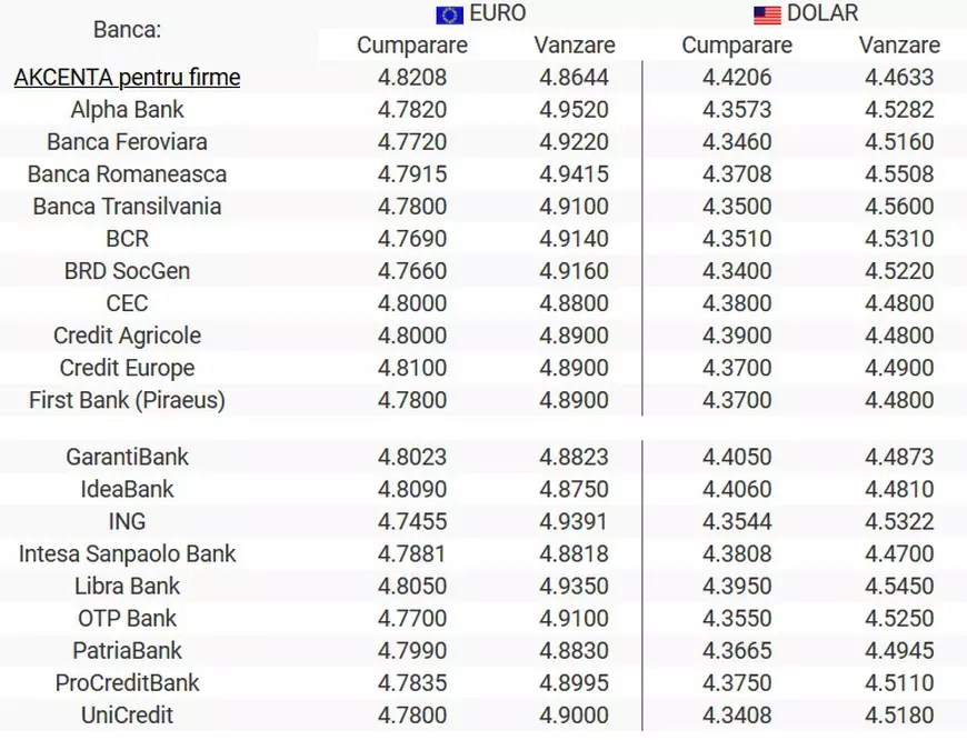 Curs valutar 22 mai 2020. Leul s-a apreciat uşor în raport cu moneda europeană