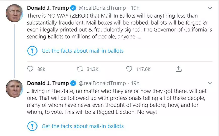 Donald Trump, furios, după ce Twitter i-a catalogat două mesaje drept înșelătoare