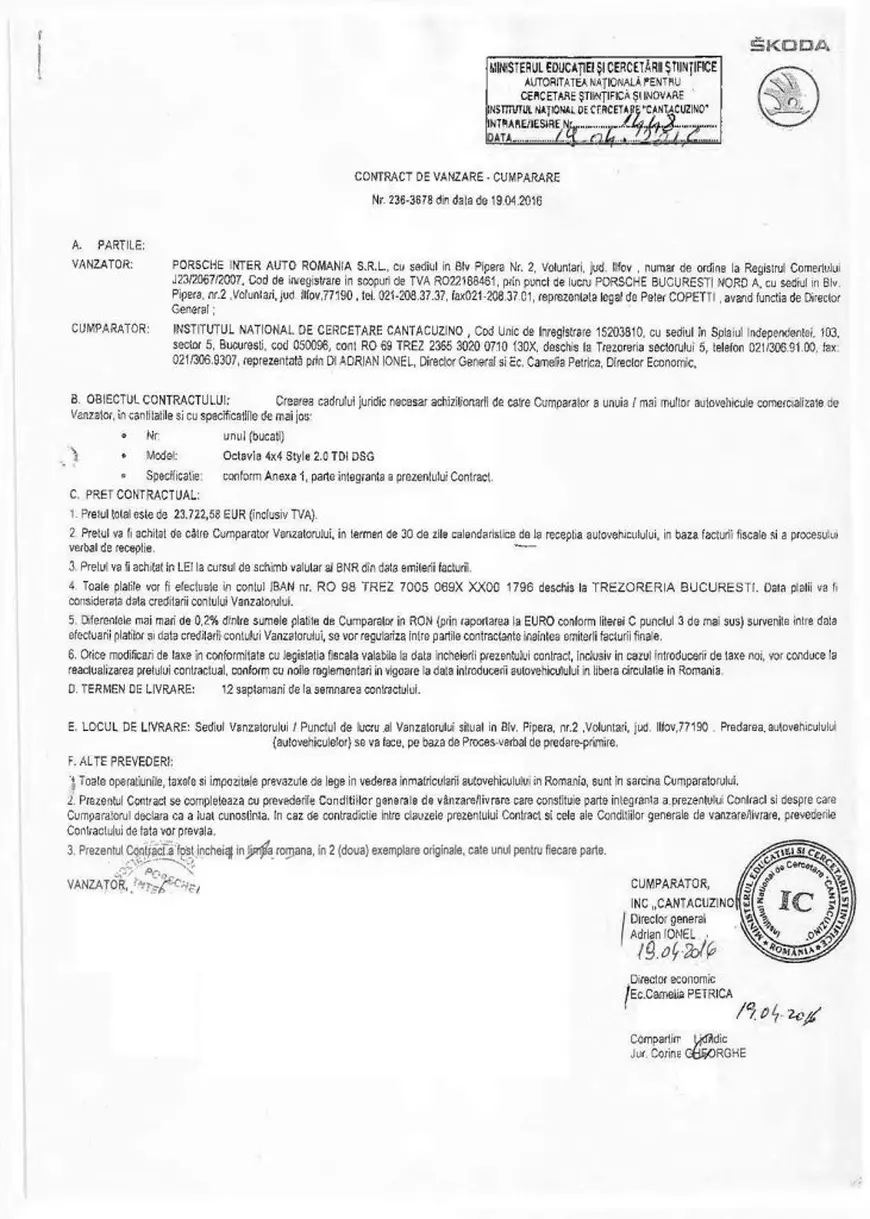 DOCUMENTE | Când era director la institutul falimentar „Cantacuzino”, șeful Unifarm și-a luat 4X4 pe bani publici