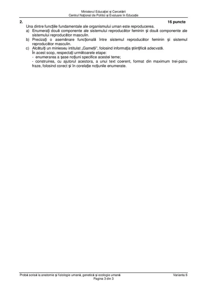 Subiecte și barem BAC Anatomie 2020 - proba la alegere a profilului. Ce a picat anul acesta