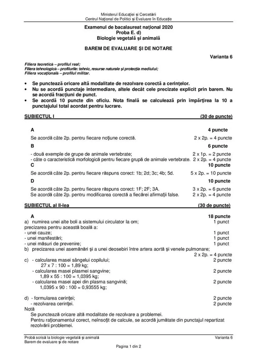 Subiecte și barem BAC Biologie 2020. Au apărut subiectele pe care elevii le-au avut anul acesta