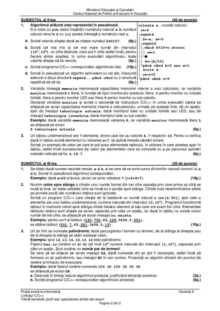 Subiecte și barem BAC Informatică 2020. Ce le-a picat elevilor de la mate-info