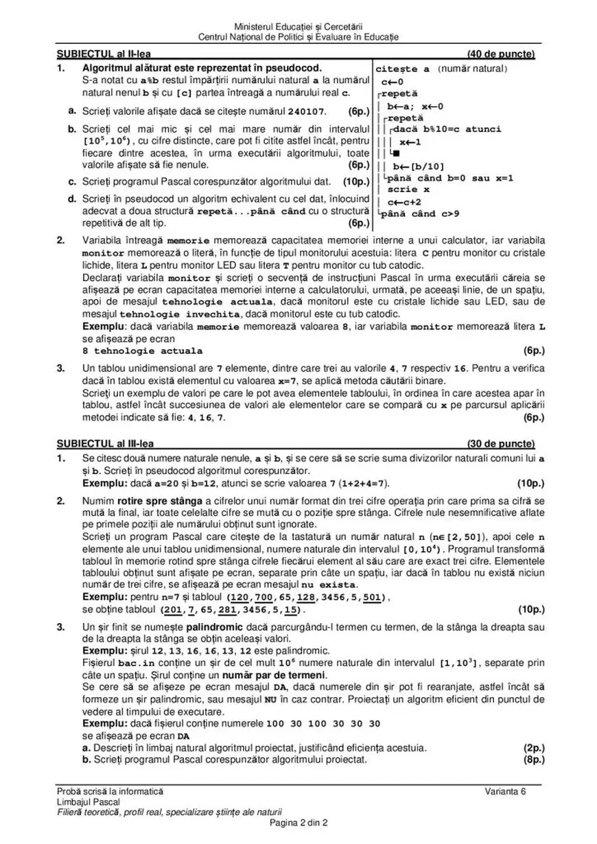 Subiecte și barem BAC Informatică 2020. Ce le-a picat elevilor de la mate-info