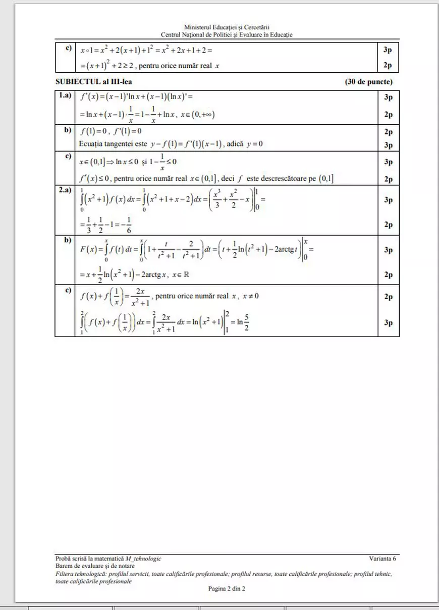 Barem subiecte BAC Matematica 2020. Care sunt rezolvările corecte ale exercițiilor de miercuri
