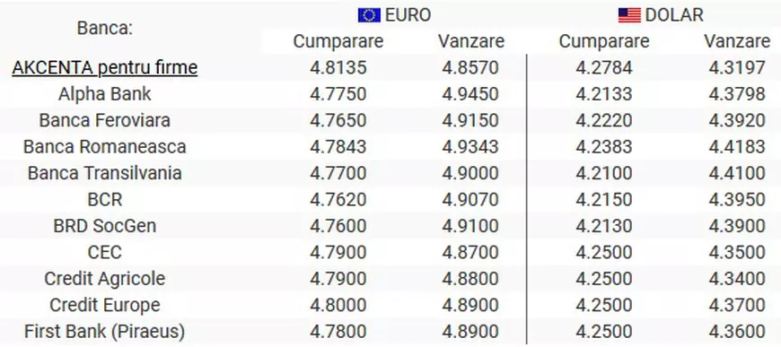 Curs valutar 15 iunie. Leul creşte uşor în faţa euro