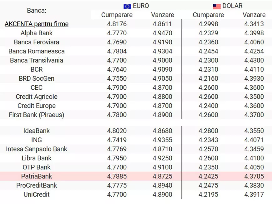 Curs valutar 4 iunie 2020. Leul s-a întărit uşor în faţa monedei europene