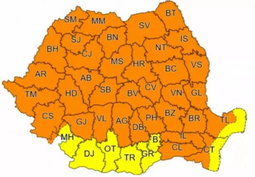 Cod portocaliu de ploi și vijelii în aproape toată țara. Care sunt zonele cele mai afectate