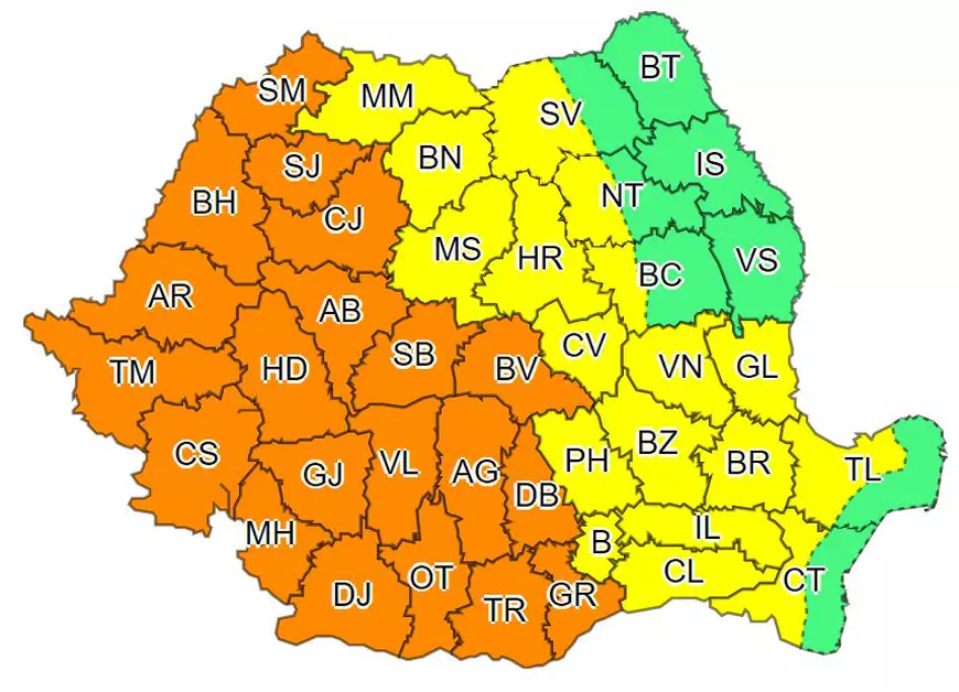 Cod portocaliu de ploi și vijelii în aproape toată țara. Care sunt zonele cele mai afectate